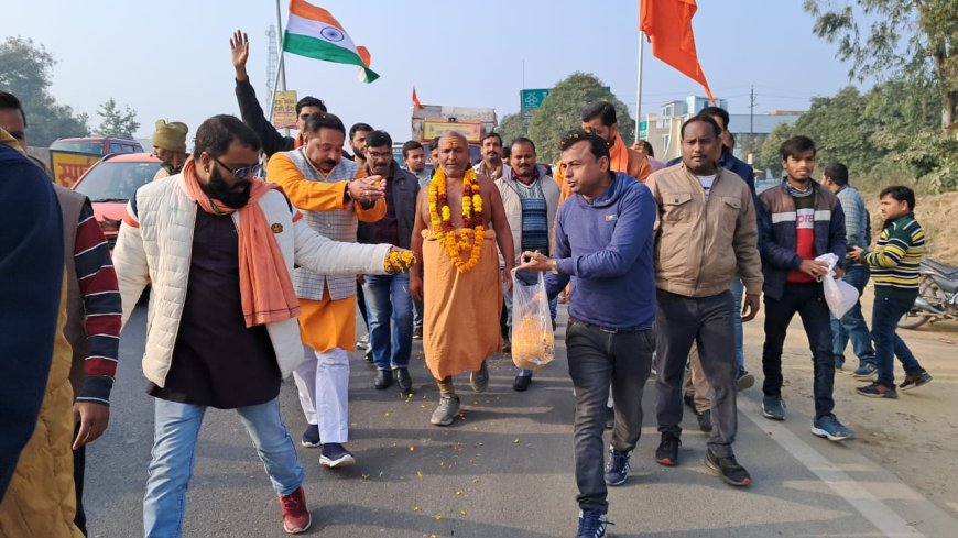 श्रीनगर से प्रारंभ राष्ट्र गौरव पदयात्रा पहुंची शाहाबाद, भव्य स्वागत