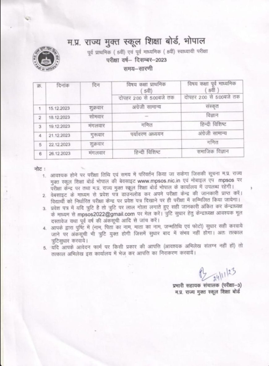 ओपन स्कूल बोर्ड दिसंबर में कराएगा परीक्षाएं, 5वीं, 8वीं, 10वीं, 12वीं, मदरसा बोर्ड सहित अन्य एक्जाम का टाइम टेबल घोषित