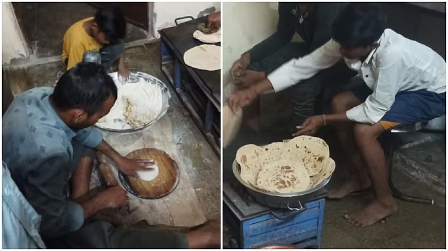 आदिवासी छात्रावास में रह रहे बच्चों ने गेंहू साफ किए और रोटी बनाई