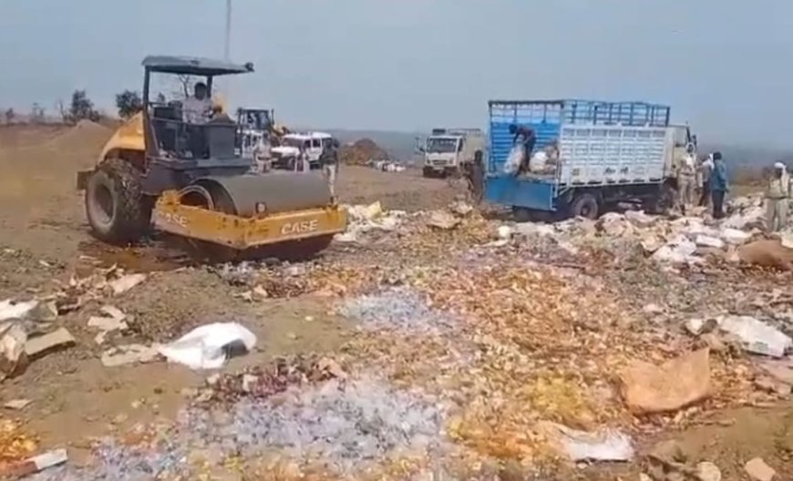जबलपुर में रोड रोलर चलवाकर नष्ट की गई डेढ़ करोड़ से ज्यादा की शराब