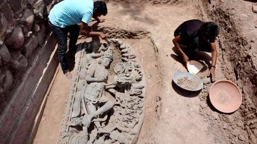 सिंदखेड राजा में खुदाई के दौरान मिली शेषशायी विष्णु की प्रतिमा, एएसआई की कार्रवाई में हुआ खुलासा