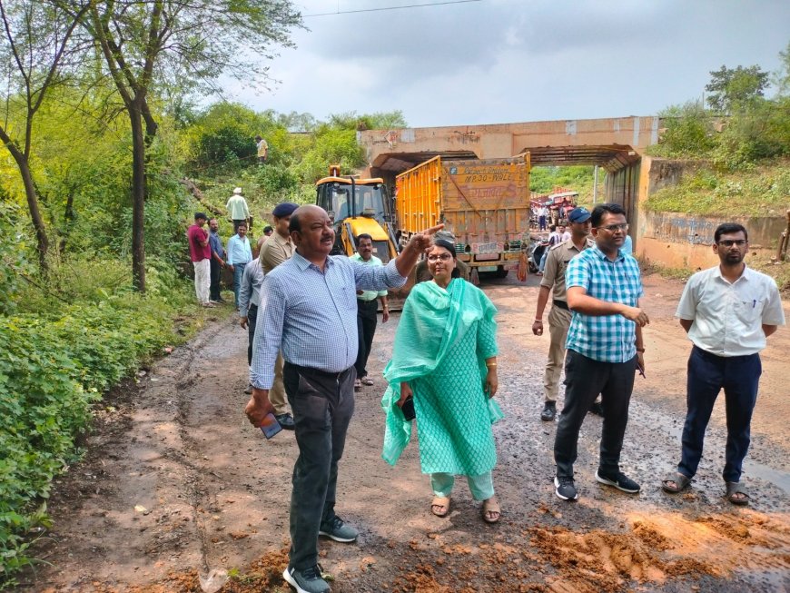 कलेक्टर द्वारा सिंगवासा तालाब जाने वाले रेलवे अंडर ब्रिज रास्ते के मरम्मत कार्य का किया निरीक्षण