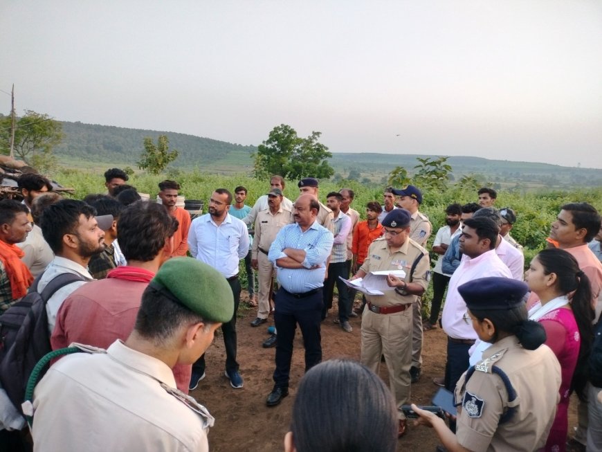 कलेक्टर एसपी द्वारा राघौगढ़ के ग्राम आनंदपुर मोईया पहुंचकर मौके पर जाकर किया स्थल निरीक्षण